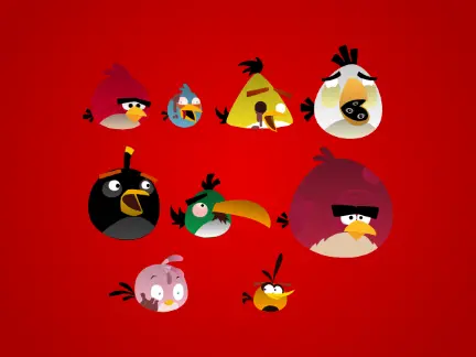 Angry Birds characters in a dark Sprunki horror scene game cover