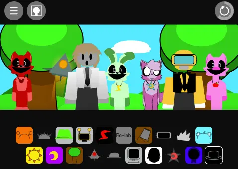 Asylumbox Sprunki Gameplay Asylumbox Sprunki gameplay screenshot showing character creation interface