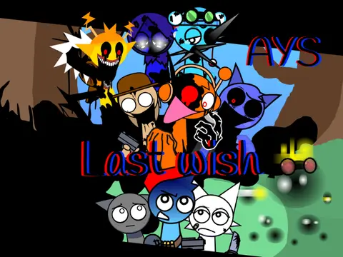 AY's Last Wish Sprunki Pibby V Remix showing complex animation system and technical features