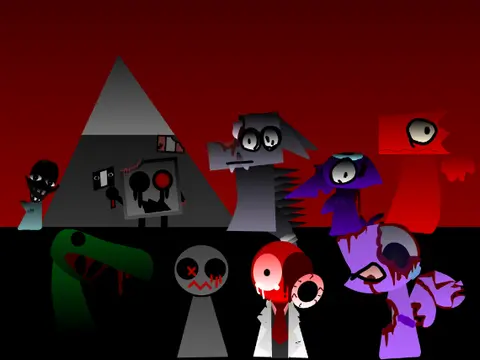 Ays to Sprunki World Ays Remix game logo featuring Red Sprunki character