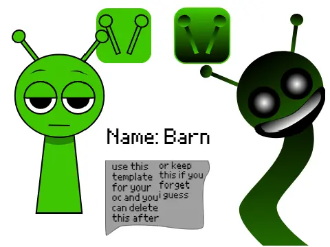 Barn Sprunki OC showing agricultural-themed character design with farm and barn aesthetic elements