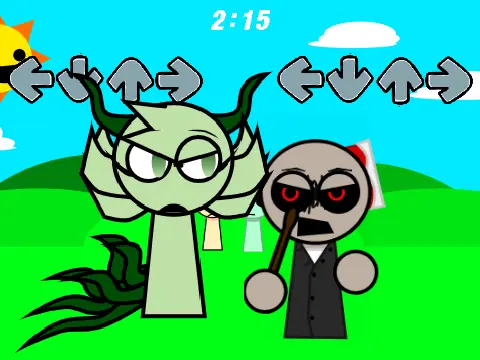 Blockhead but actually Sprunki game showing character confrontation over originality debate