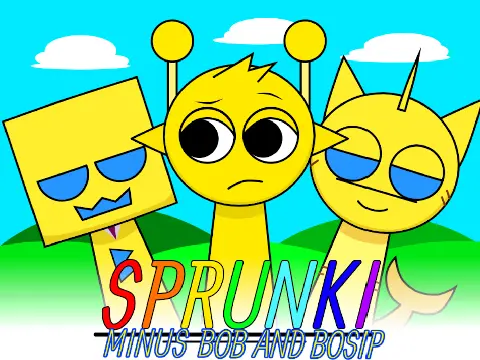 BNB Sprunki Game Logo - Green Sprunki Character with Clicker Elements