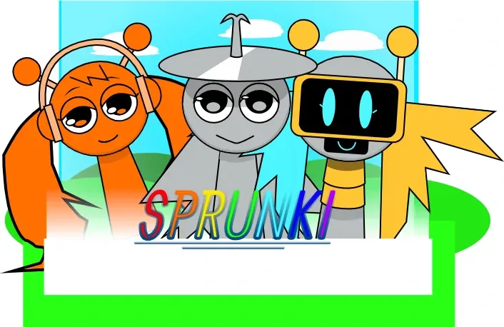 But There Girls With Hair Remix Game Logo featuring stylized Sprunki characters