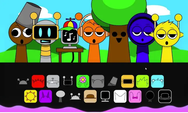 Gameplay screenshot showing corrupted Sprunki characters Corruptbox 2 But Sprunki Gameplay Screenshot