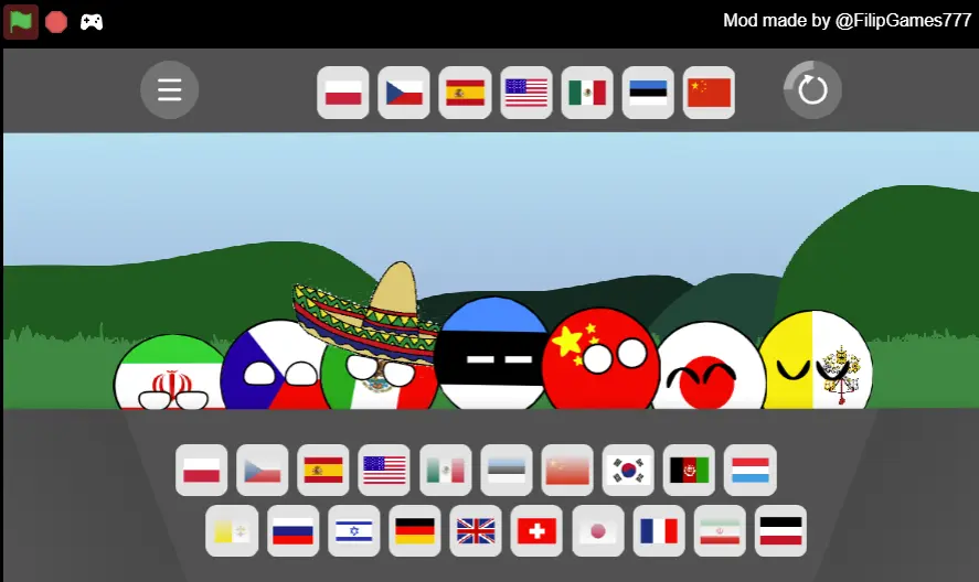 Countryballs Sprunki Retake Gameplay - International Diplomacy Mode Gameplay screenshot of Countryballs Sprunki Retake showing political parody action