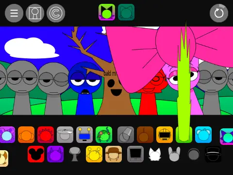 Cursed Sprunki Pyramixed Mod gameplay screenshot showing dark characters