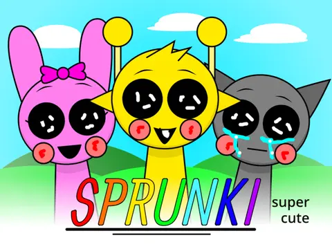 Cute Sprunki Remix game logo with adorable Sprunki characters