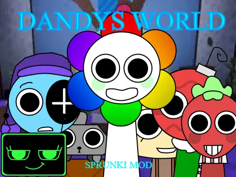 Official logo for Dandy\'s World Sprunki Retake Mod featuring custom characters
