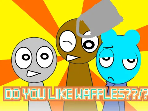 Waffle-themed Sprunki animation remix logo