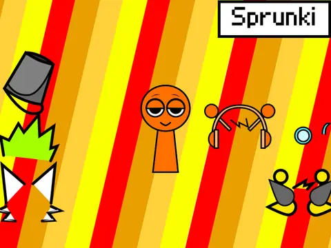 Dress Up Sprunki Remix game cover showing character fashion customization options
