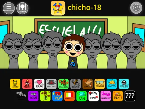 Escuela Sprunki V2 Game Logo featuring colorful Sprunki characters in a school setting
