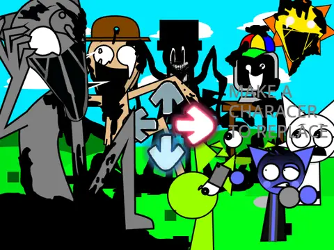 Friday Night Funkin' style artwork featuring Gray from Sprunki and IlikeGFfromFNF