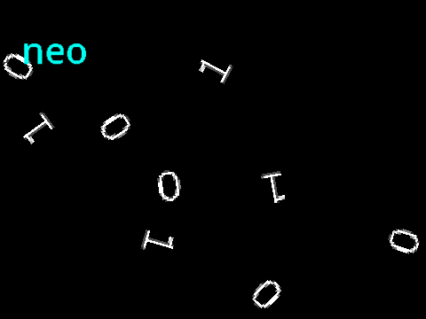 Logo for Glitchy Sprunki OC Neo r3v0l Remix featuring the glitchy character Neo