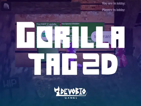 Logo for the 2D Gorilla Tag game featuring a Sprunki Original Character as the gorilla