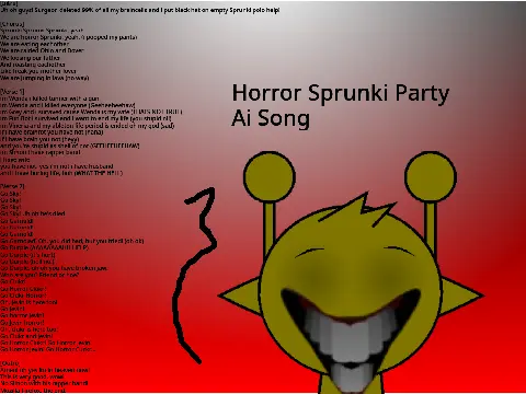 Horror-themed Sprunki party AI song interface showing eerie music creation