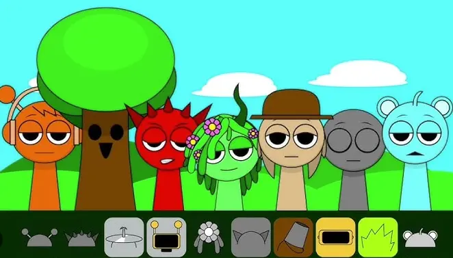 Create amazing Sprunki beats with our intuitive music interface Huggy Mix Sprunki Music Box gameplay screenshot showing music creation interface