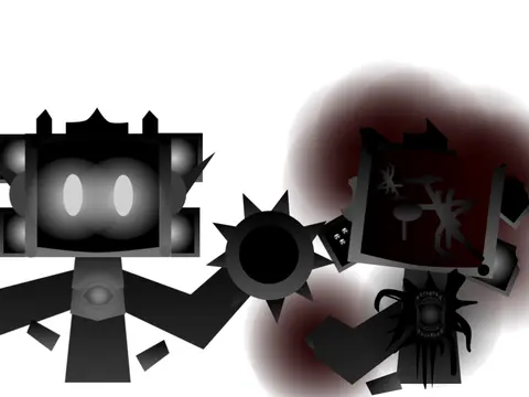 Character transformation interface showing OC to Sprunki conversion process