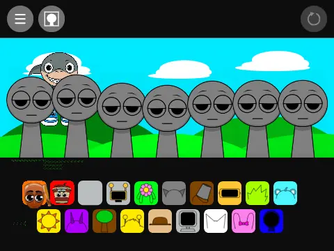 Italian Brainrot Sprunki character with musical notes