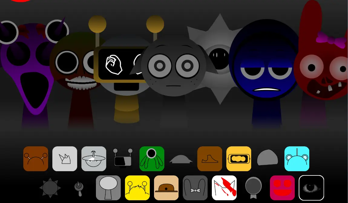 Melophobia X Sprunki Gameplay Interface Incredibox Melophobia X Sprunki gameplay screenshot showing character selection