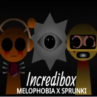 Incredibox Melophobia X Sprunki Game Logo - Dark musical crossover featuring sprunki characters