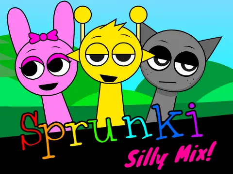 Silly Sprunki character making funny faces in Incredibox style