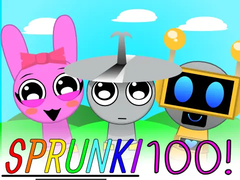 Incredibox Sprunki 100 game cover featuring colorful Sprunki characters