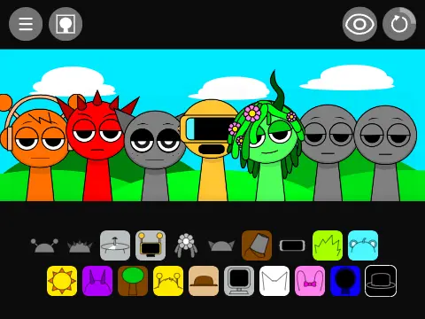 Incredibox Sprunki gameplay showing character mixing interface