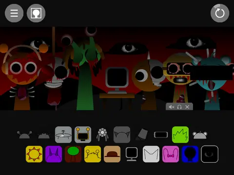 Incredibox Sprunki gameplay showing character selection and music mixing interface for beat creation