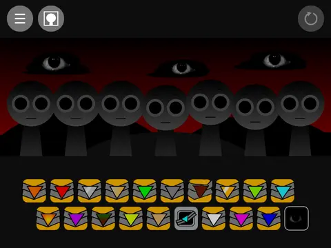 Robotic Redbotic-themed Sprunki characters in mechanical music game