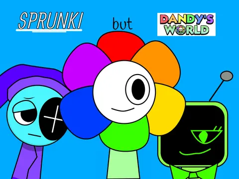 Dark crossover between Incredibox Sprunki and Dandy's World horror game