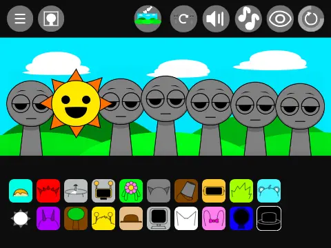 Custom edited Sprunki characters making unique music