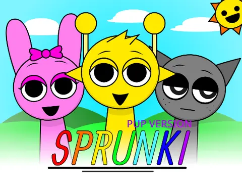Logo for the puppy-themed update of Incredibox - Sprunki But Pups, noting the 13+ gore warning