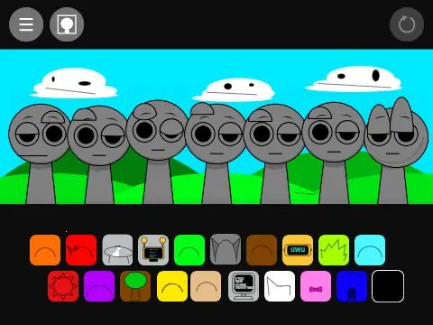 Incredibox Sprunki But Something Is Wrong gameplay screenshot showing mysterious characters