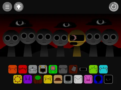 Screenshot of Incredibox Sprunki mod featuring intentionally glitched and ruined character animations