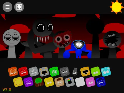 Christmas themed sprunki characters with holiday decorations and music notes