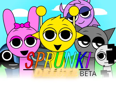 Incredibox Sprunki Deluxe Beta Game Logo featuring colorful characters