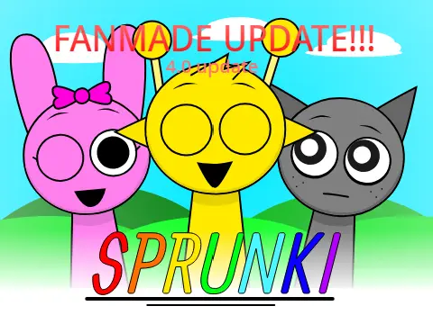 Gameplay screenshot of Sprunki Fanmade Version 4.0 showing new characters