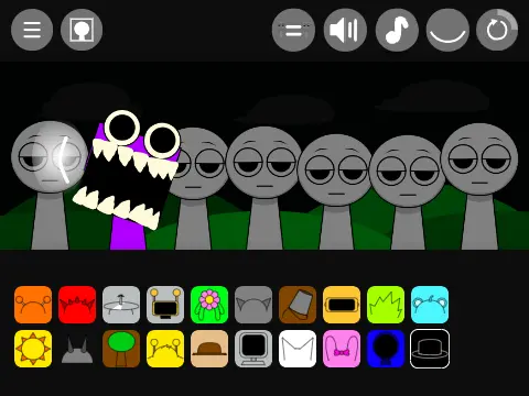 Incredibox Sprunki Friends Game Logo - Colorful cartoon characters making music together