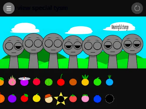 Incredibox Sprunki Fruit mod gameplay - mixing fruit-themed sounds with Sprunki characters