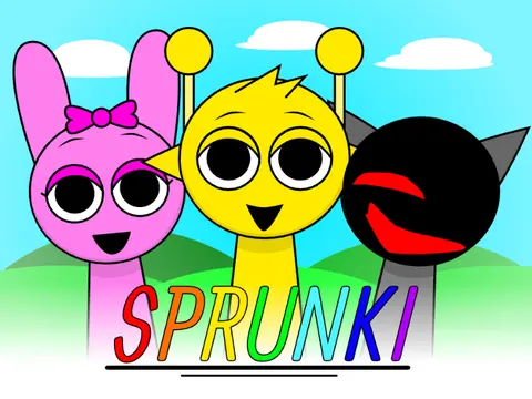 Dark version of Sprunki character with gray evil twin in Incredibox style