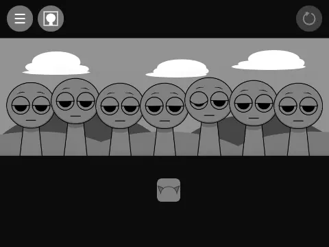 Incredibox Sprunki Gray character with musical notes