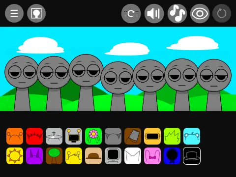 Incredibox Sprunki Help logo featuring guide characters and interface