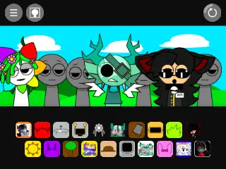 Incredibox Sprunki In My Version V2 gameplay showing crossover character interface