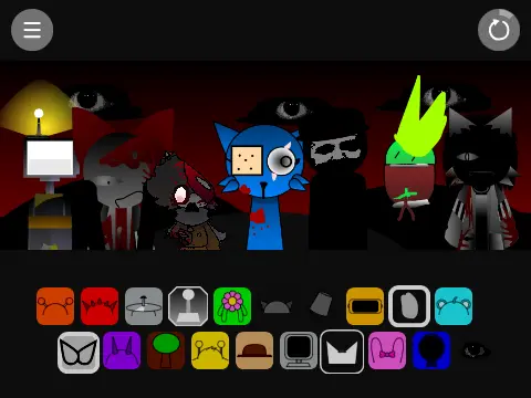 Sprunki gray character with musical notes remix edition