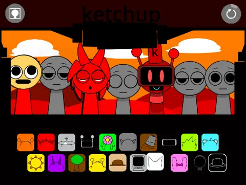 Incredibox Sprunki Ketchup Remix V2 game cover featuring ketchup-themed sprunki characters