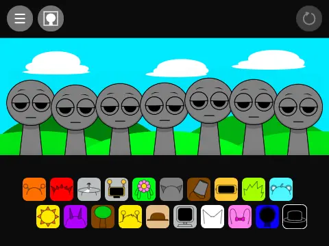 Colorful Sprunki characters in kid-friendly music game interface