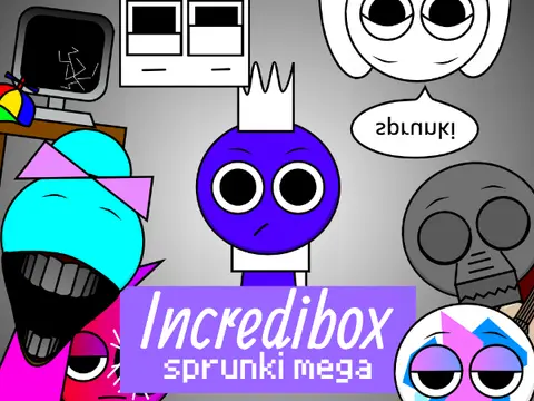 Incredibox Sprunki Mega gameplay interface showing expanded sound options and template system