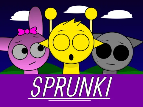 Logo for the Incredibox Sprunki Mod Night and Dark, a dark-themed music mixing game