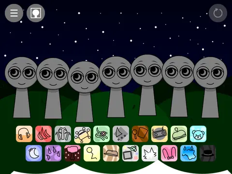 Incredibox Sprunki Night Time Remix V5 gameplay with colorful characters creating music